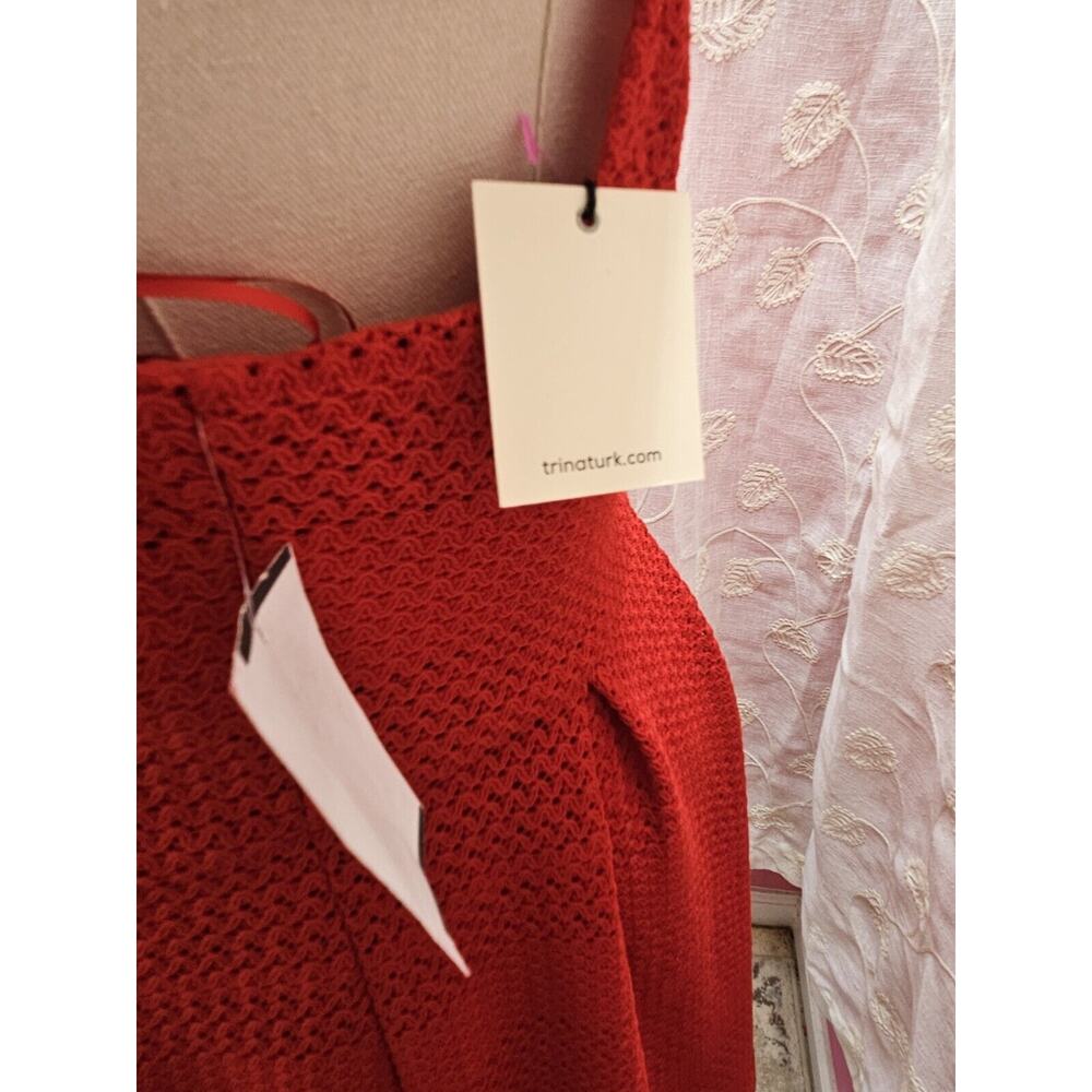 NWT Trina Turk Red Fit & Flare Sheath Dress Keyhole Back Woven Material‎ Sz 10 - Picture 4 of 6